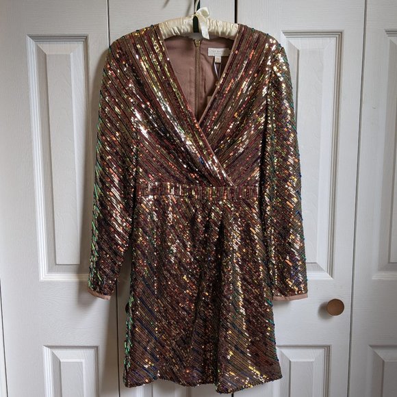 Ted Baker London Stripe Sequin Mini Dress - Picture 2 of 6